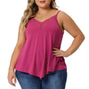 Plus Size Cami Tank for Women V-Neck Lace Front Camisole Spaghetti Strap Sleeveless Tops