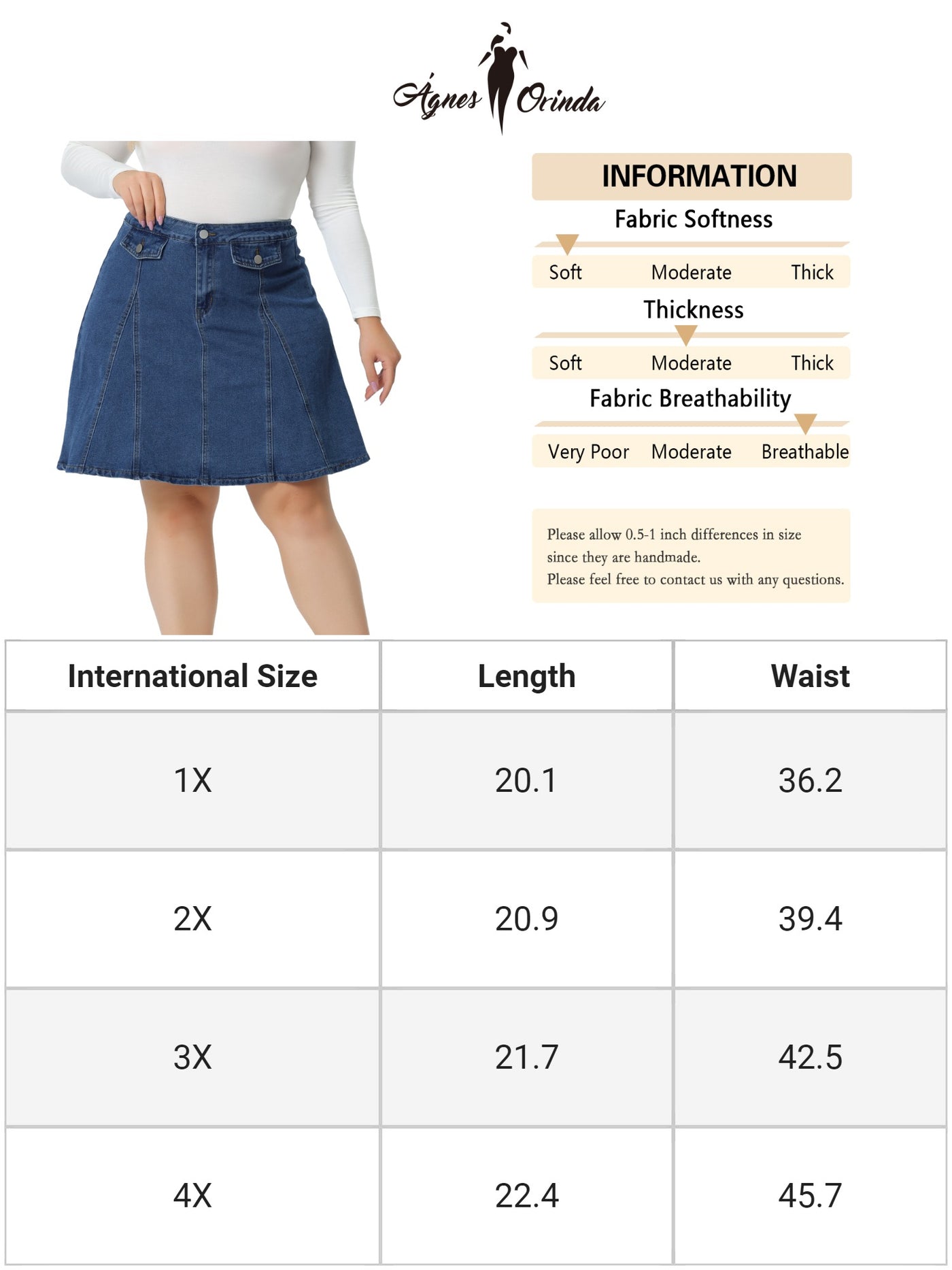 Bublédon Plus Size Denim Skirt for Women Casual A-line Jean Buttons Decor Faux Pockets Mini Skirts