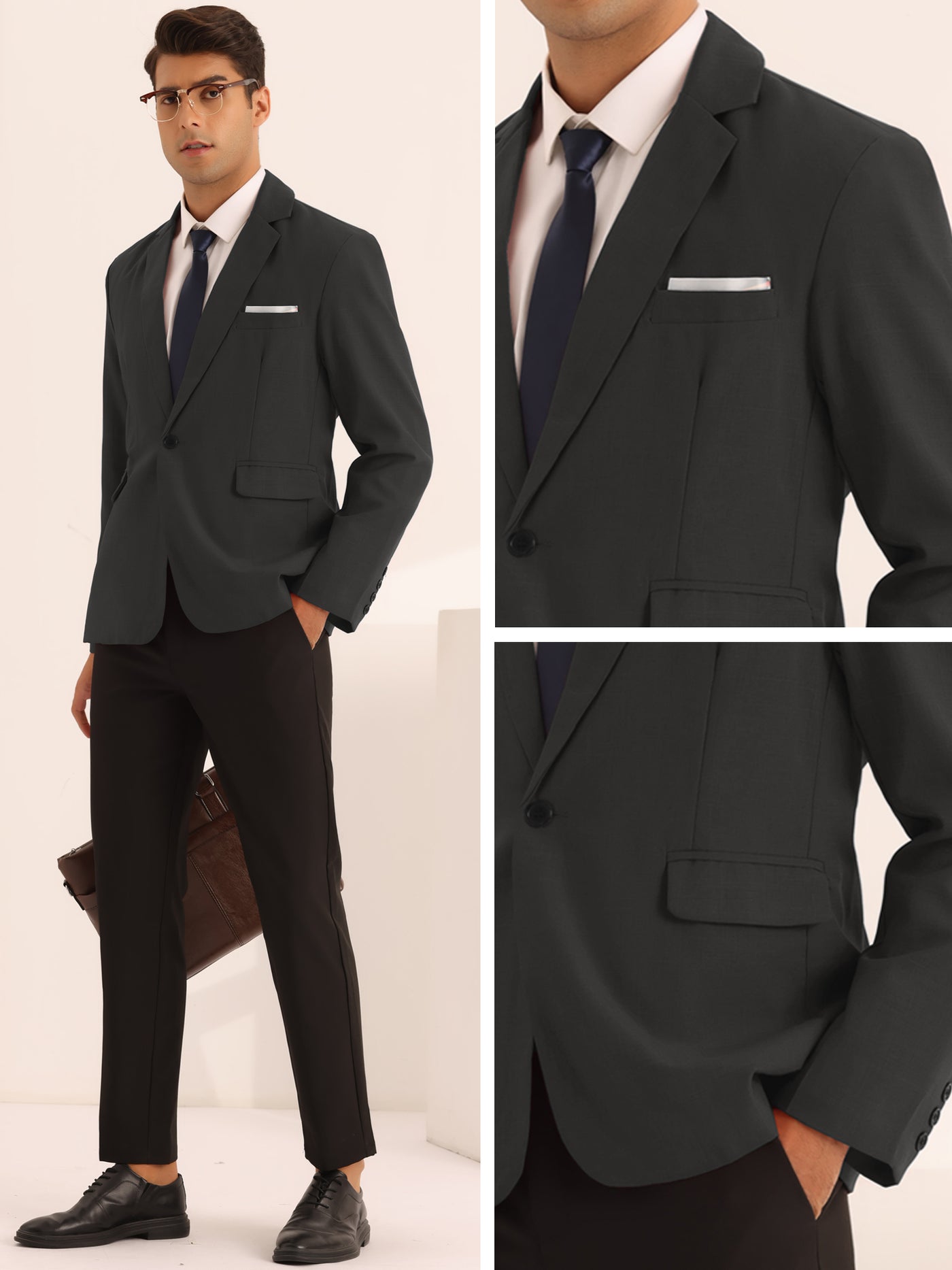 Bublédon Business Sports Coats for Men's Singled Breasted One Button Suit Blazers