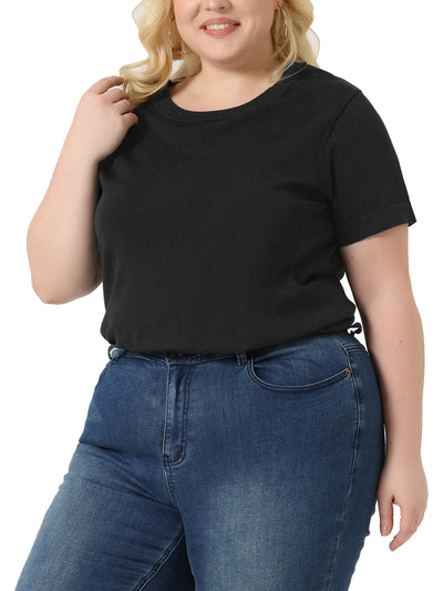 Plus Size Blouses for Women Casual Basic Round Neck Short Sleeve Knit Tee Tops