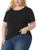 Plus Size Blouses for Women Casual Basic Round Neck Short Sleeve Knit Tee Tops