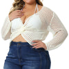 Cable H Line V Neck Long Sleeve Cover Up