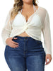 Cable H Line V Neck Long Sleeve Cover Up