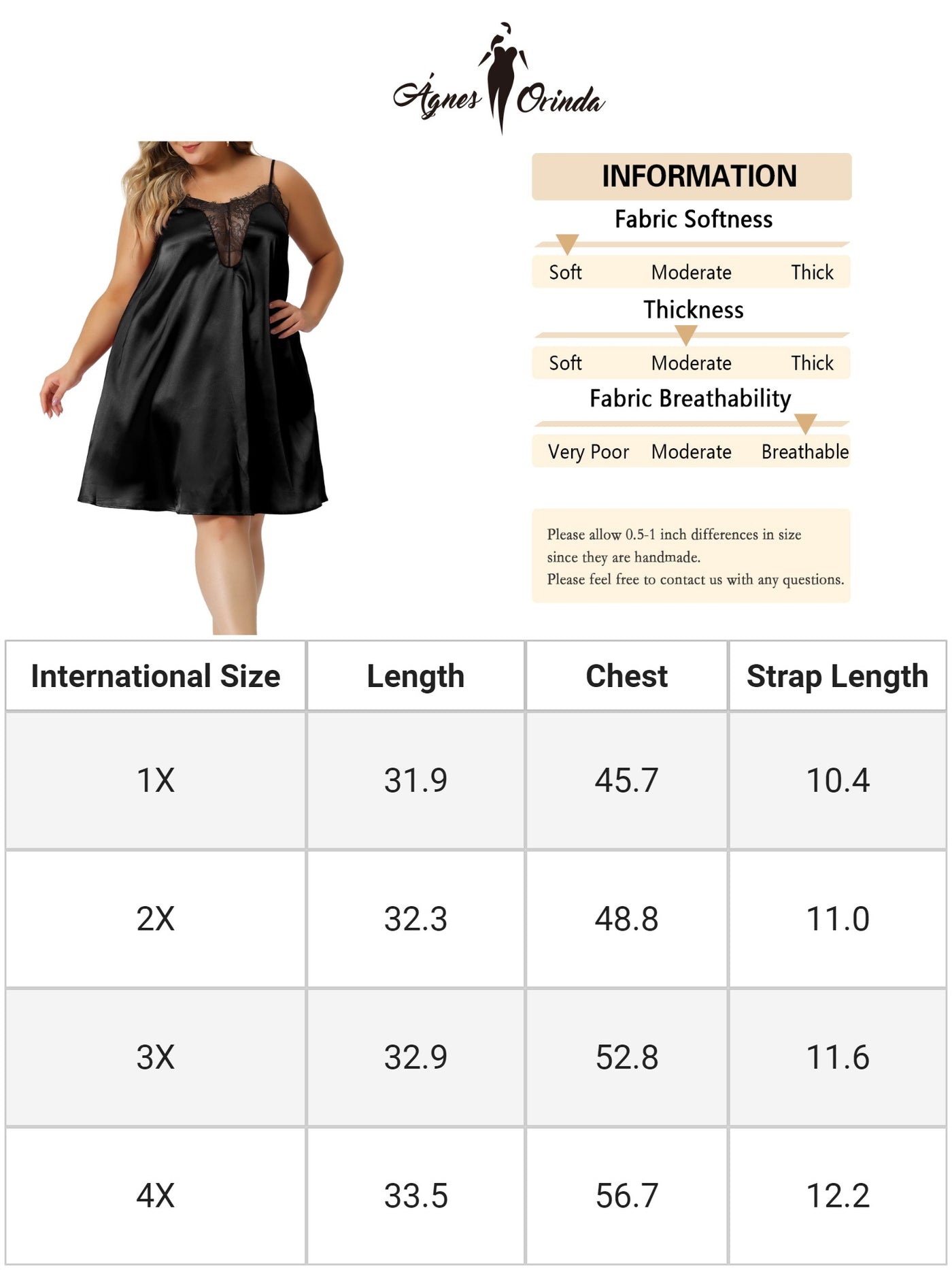Bublédon Plus Size Nightgown for Women Lace Nightgowns Spaghetti Lounge Sleep Dress