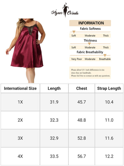 Plus Size Nightgown for Women Lace Nightgowns Spaghetti Lounge Sleep Dress