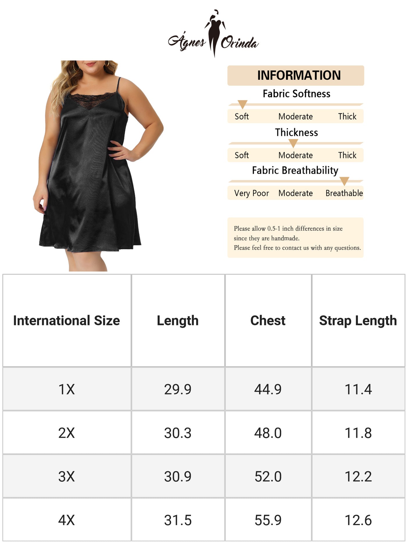 Bublédon Plus Size Nightgown for Women Spaghetti Strap Adjustable Lace Insert Satin Cami Nightdress 2023