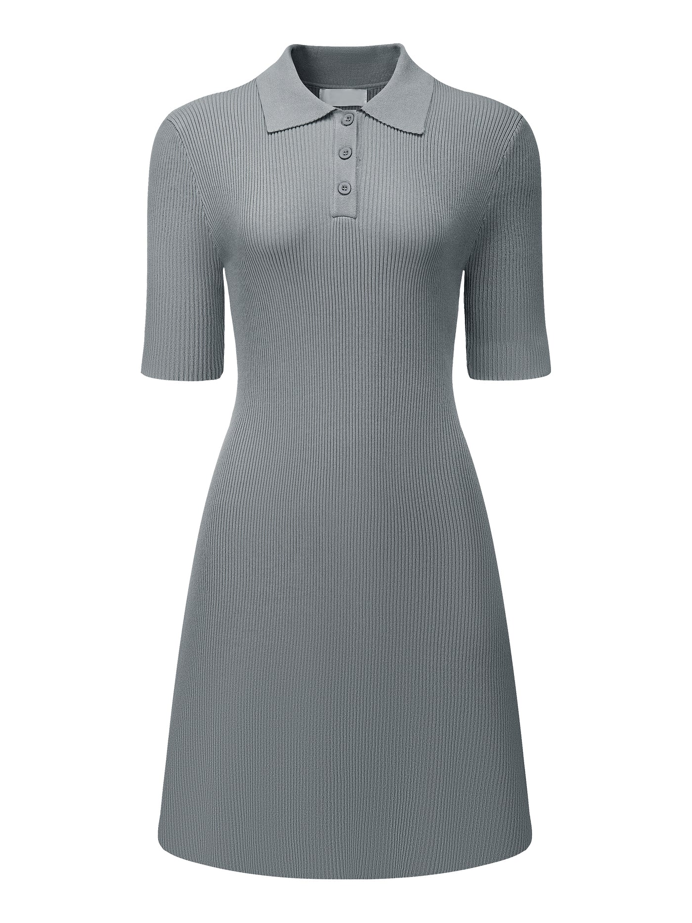 Bublédon Women's Sweater Dress Lapel Collar Short Sleeve Casual Knit Polo Dresses
