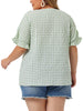 Woven H Line Sweetheart Neck Elastic Cuff Blouse