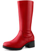 Perphy Round Toe Side Zip Low Chunky Heels Mid Calf Boots for Women