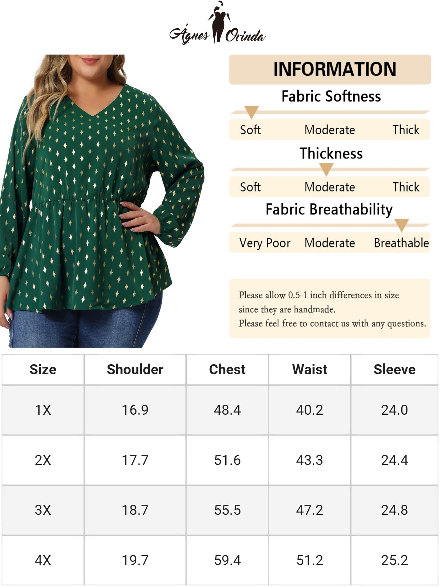 Bublédon Plus Size Blouses for Women Long Sleeve V Neck Geometric Print Ruffled Elastic Waist Tunic Tops