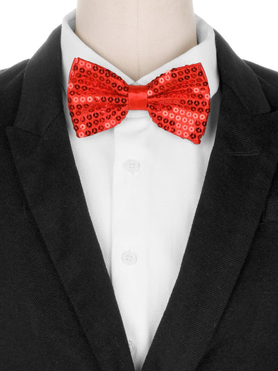 Men's Sequin Adjustable Neck Length Solid Color Bow Ties for Prom Party