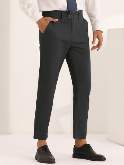 Bublédon Pleated Front Dress Pants for Men's Solid Color High Waist Business Trousers