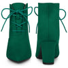 Perphy Pointed Toe Lace Up Block Heel Ankle Boots for Women