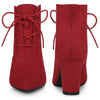 Perphy Pointed Toe Lace Up Block Heel Ankle Boots for Women