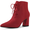 Perphy Pointed Toe Lace Up Block Heel Ankle Boots for Women