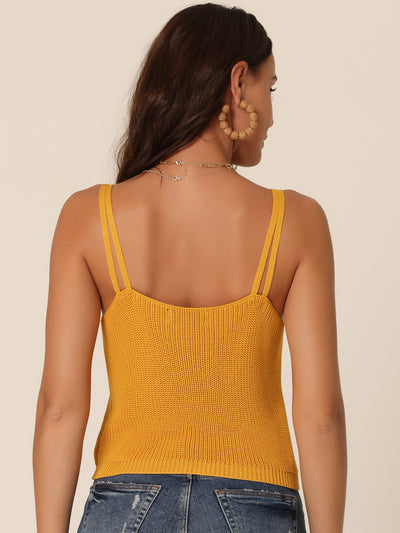 Women's Casual Sleeveless Crop Ribbed Knit Tank Top Spaghetti Strap Camisole Tops