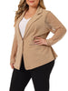 Plus Size Work Notch Lapel Lace Front Blazer Jackets