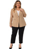 Plus Size Work Notch Lapel Lace Front Blazer Jackets