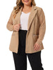 Plus Size Work Notch Lapel Lace Front Blazer Jackets