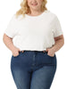 Plus Size Blouses for Women Casual Basic Round Neck Short Sleeve Knit Tee Tops