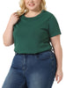 Plus Size Blouses for Women Casual Basic Round Neck Short Sleeve Knit Tee Tops