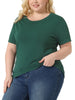 Plus Size Blouses for Women Casual Basic Round Neck Short Sleeve Knit Tee Tops