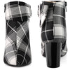 Perphy Plaid Pointy Toe Rhinestone Bow Decor Zipper Chunky Heels Ankle Boots for Women
