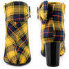 Perphy Plaid Pointy Toe Rhinestone Bow Decor Zipper Chunky Heels Ankle Boots for Women