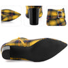 Perphy Plaid Pointy Toe Rhinestone Bow Decor Zipper Chunky Heels Ankle Boots for Women