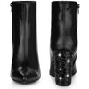 Perphy Glitter Heel Pointy Toe Zipper Chunky Heels Ankle Boots for Women