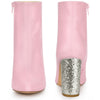 Perphy Glitter Heel Pointy Toe Zipper Chunky Heels Ankle Boots for Women