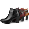 Perphy Platform Block Heel Buckle Ankle Boots for Women