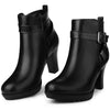 Perphy Platform Block Heel Buckle Ankle Boots for Women