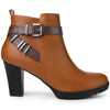 Perphy Platform Block Heel Buckle Ankle Boots for Women