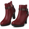 Perphy Platform Block Heel Buckle Ankle Boots for Women