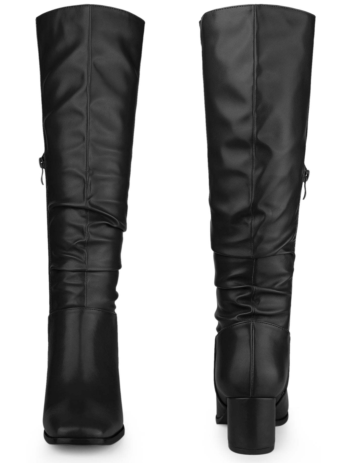 Bublédon Perphy Slouchy Square Toe Chunky Heel Knee High Boots for Women