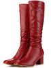 Perphy Slouchy Square Toe Chunky Heel Knee High Boots for Women