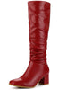 Perphy Slouchy Square Toe Chunky Heel Knee High Boots for Women