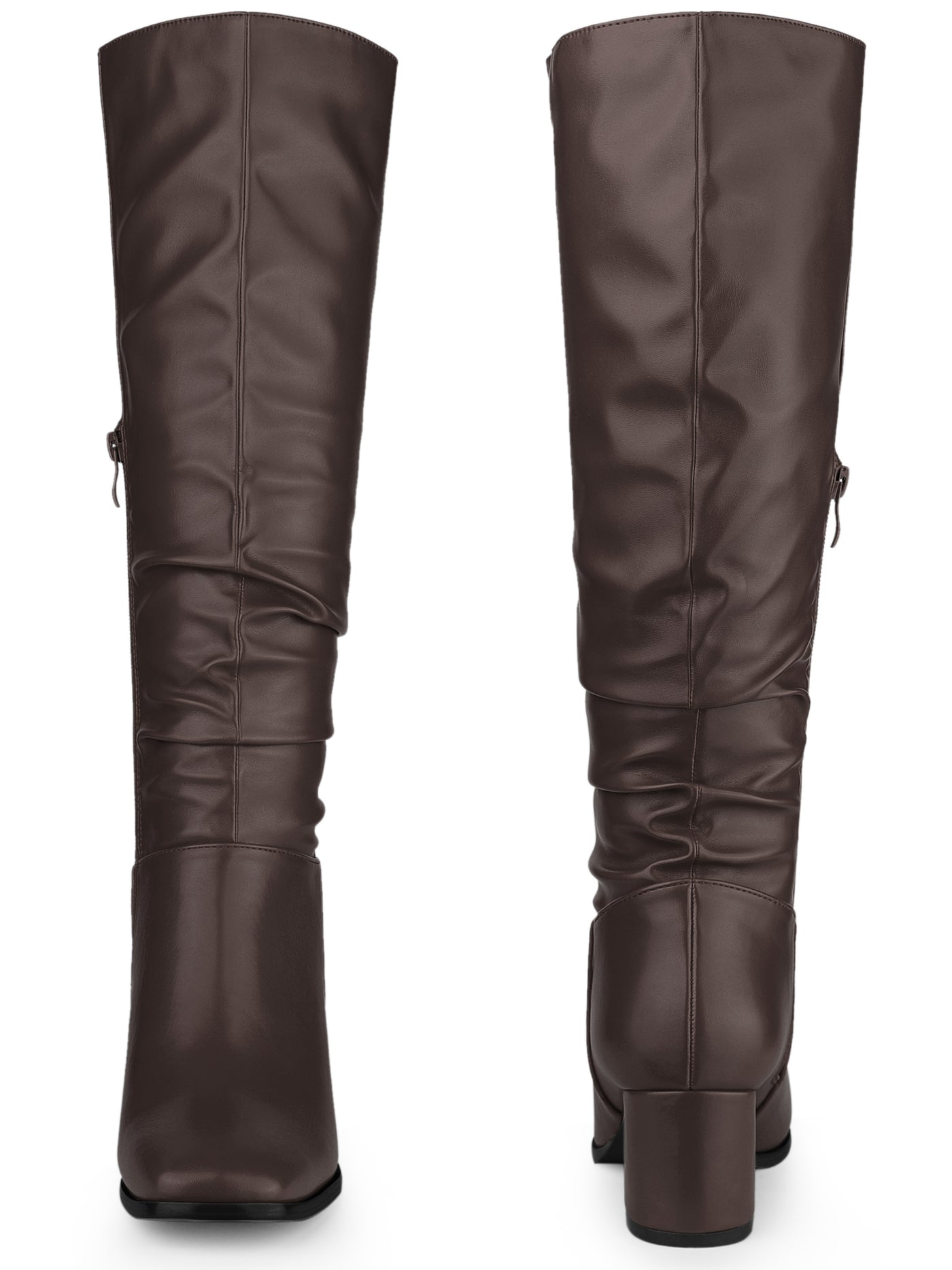 Bublédon Perphy Slouchy Square Toe Chunky Heel Knee High Boots for Women