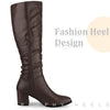 Perphy Slouchy Square Toe Chunky Heel Knee High Boots for Women