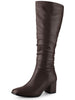Perphy Slouchy Square Toe Chunky Heel Knee High Boots for Women