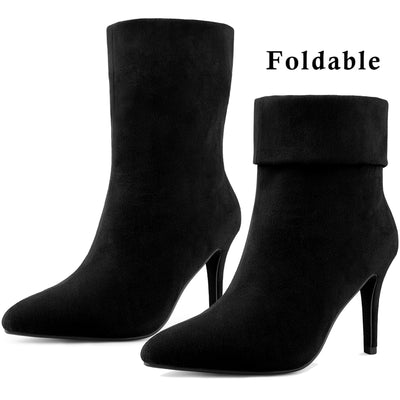 Perphy Pointed Toe Foldable Slip on Stiletto Heels Ankle Boots for Women