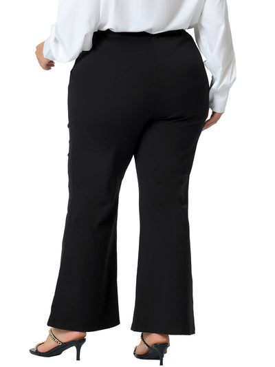 Plus Size Bell Bottom Flare Leg Stretchy High Waist with Pockets Long Pant