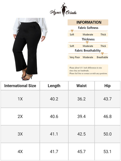 Plus Size Bell Bottom Flare Leg Stretchy High Waist with Pockets Long Pant