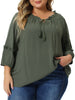 Plus Size TTie Neck Tassel Self Flutter Half Sleeve Blouses