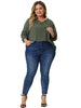 Plus Size TTie Neck Tassel Self Flutter Half Sleeve Blouses