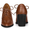 Perphy Pointy Toe Lace Up Block Heels Ankle Booties for Women