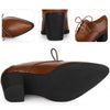 Perphy Pointy Toe Lace Up Block Heels Ankle Booties for Women