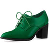 Perphy Pointy Toe Lace Up Block Heels Ankle Booties for Women