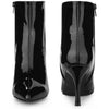Perphy Mirror Leather Pointy Toe Zipper Stiletto Heels Ankle Boots for Women